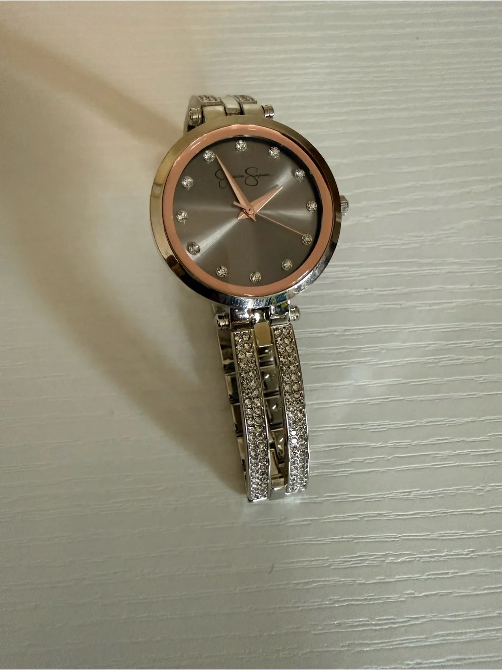 Elegant Silver Women's Crystal Accent Bracelet Watch